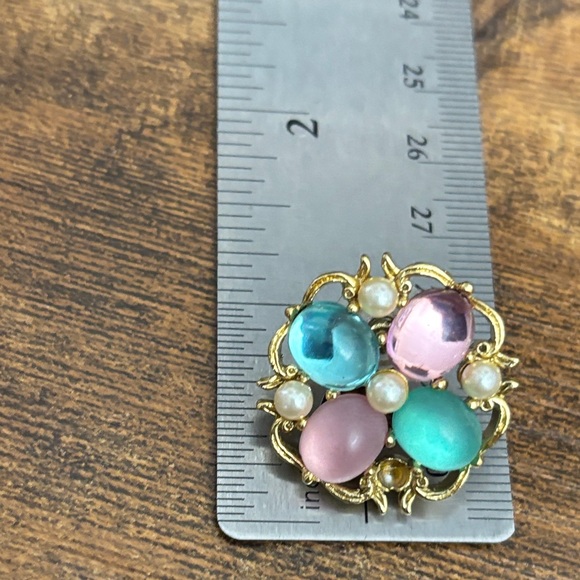 1928 Gold Set with Turquoise and Pink Accents - Picture 5 of 9